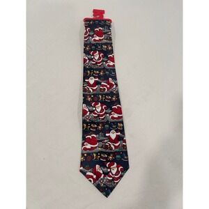 Jingle Bells Mens Christmas Necktie Santa Claus Vintage Toys Blue Holiday Tie